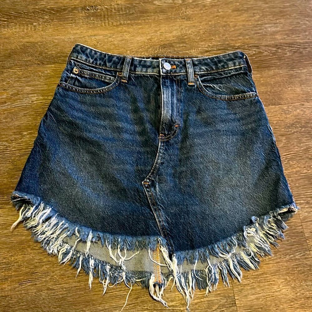 We the free Bailey fringe hem denim skirt 27 western festival